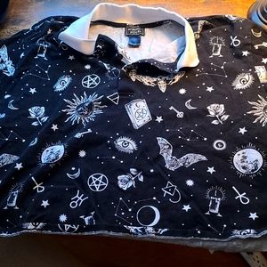 Plus sized witch crop top with collar